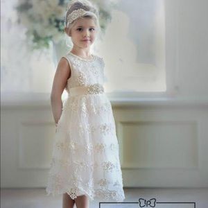 Flower Girl Dress, Rhinestone sash & headband
